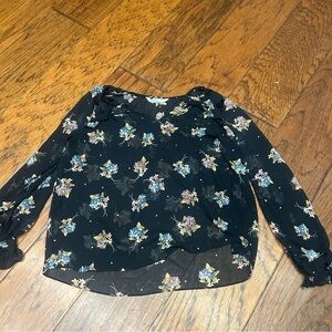 Zara‎ women’s Black Sheer floral Top
